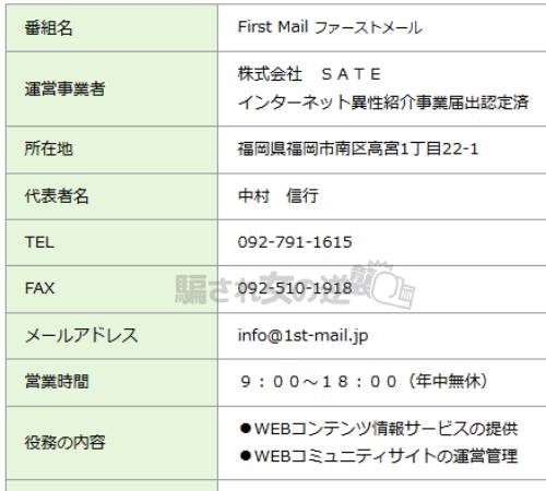 ファーストメールの特商法