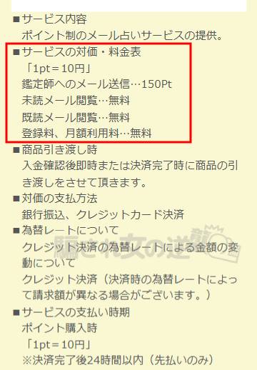 開運ドットコムの料金表