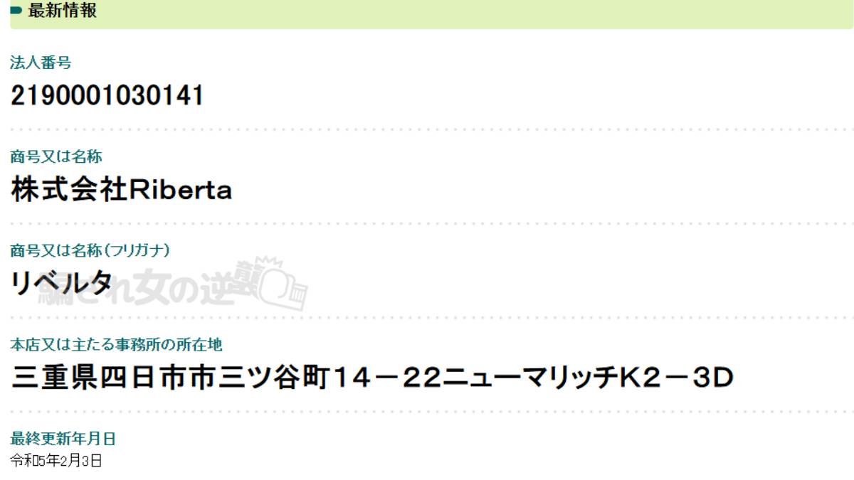株式会社Riberta（リベルタ）の法人登記