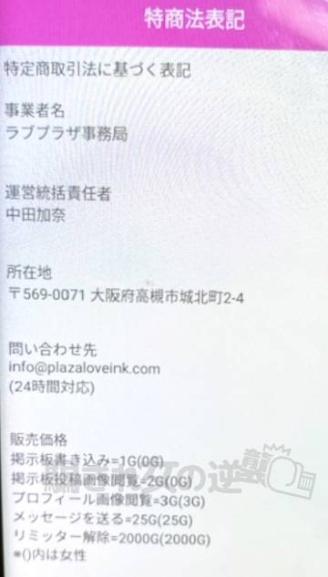 ラブプラザの特商法