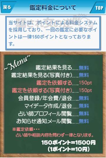 心占術の料金表