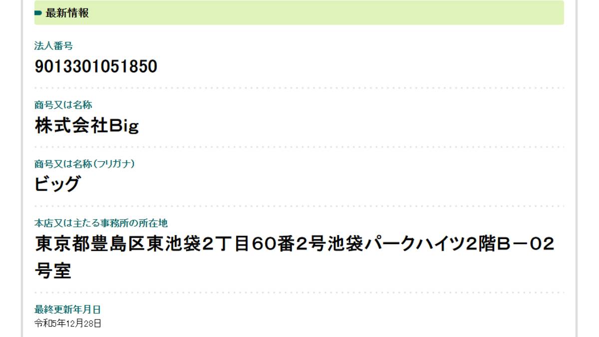 万の法人登記
