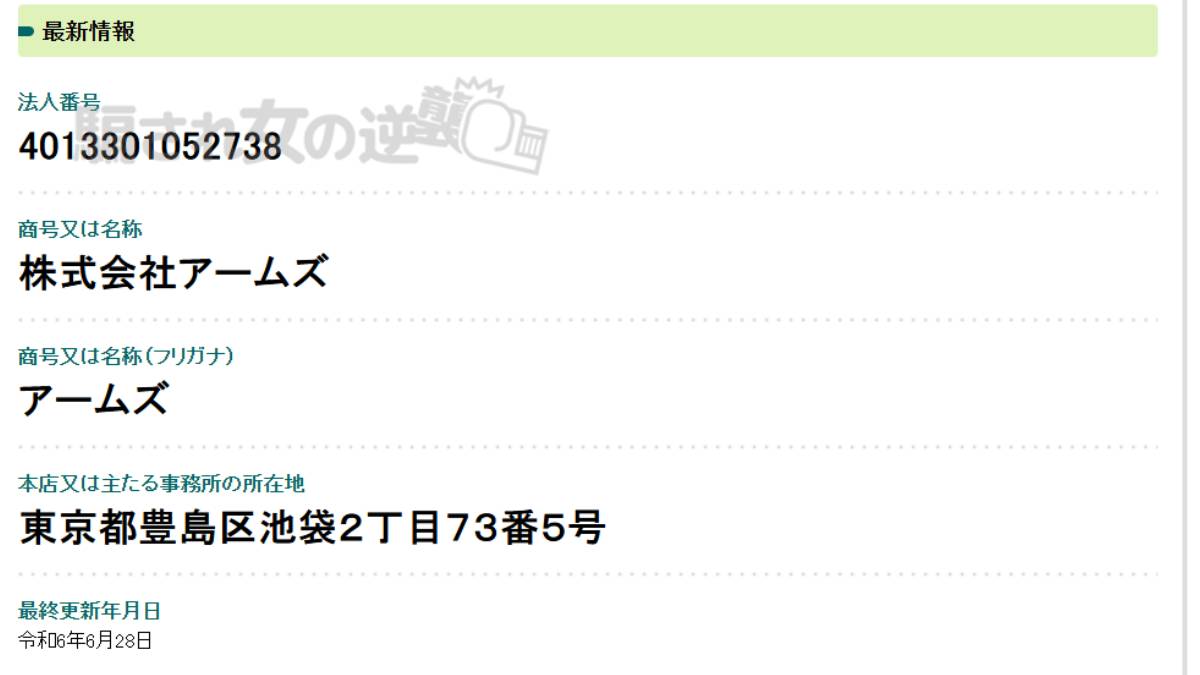 株式会社アームズの法人登記