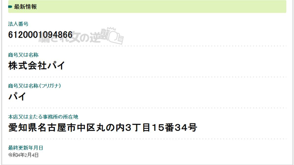 株式会社パイの法人登記