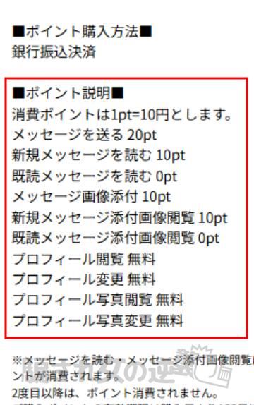 デートの料金表