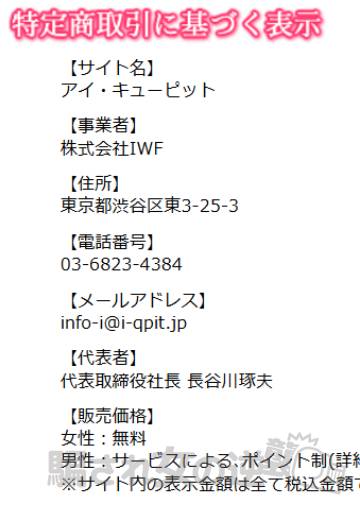 アイキューピットの特商法