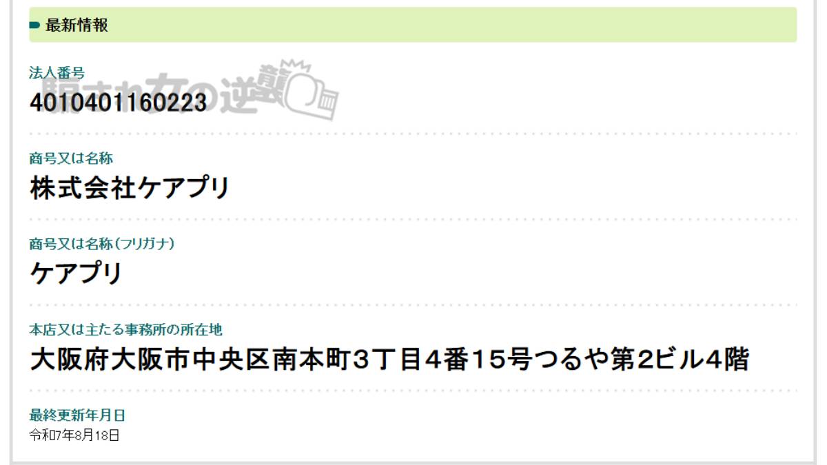 株式会社ケアプリの法人登記