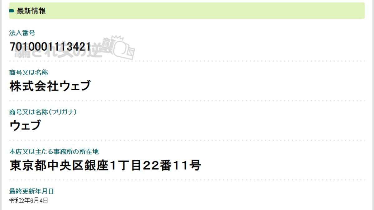 Loveエリアの法人登記