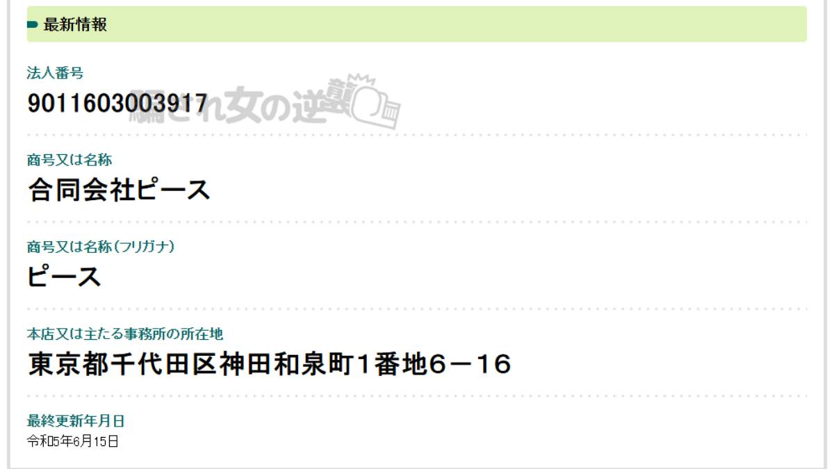 合同会社ピースの法人登記
