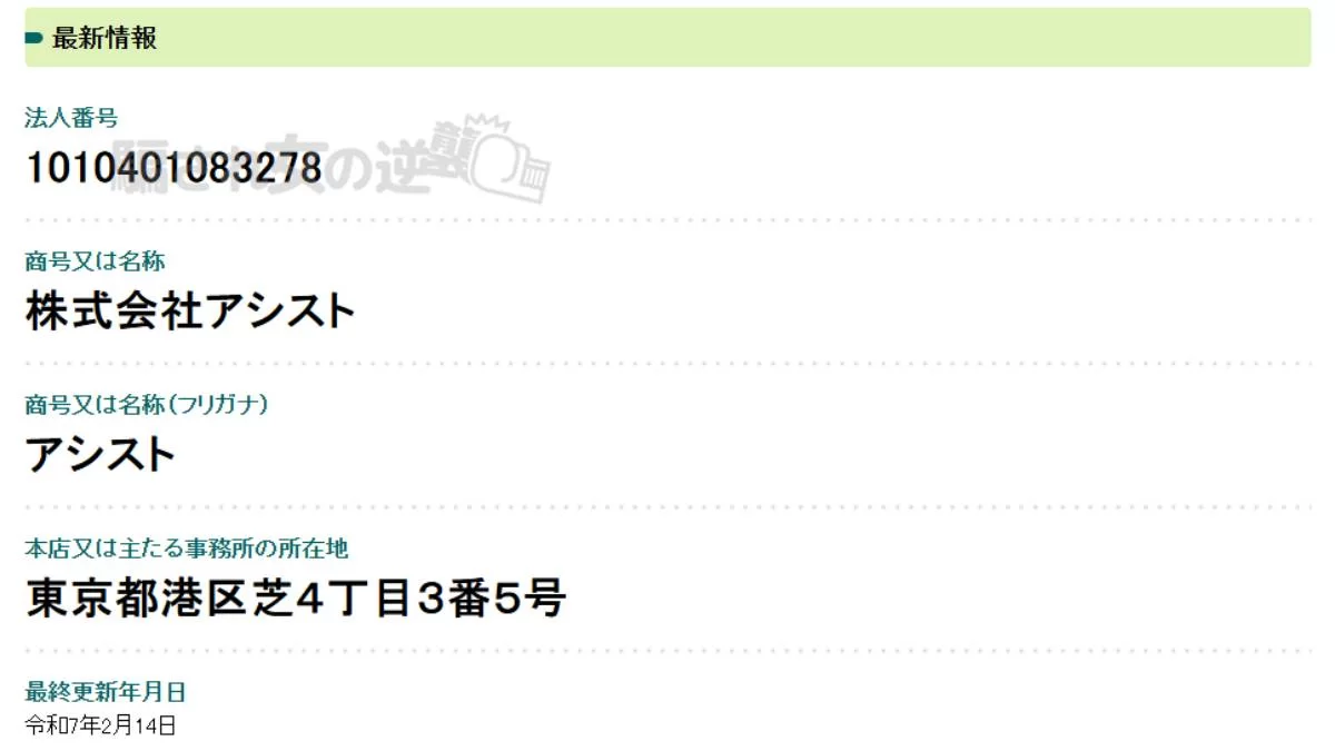 株式会社アシストの法人登記