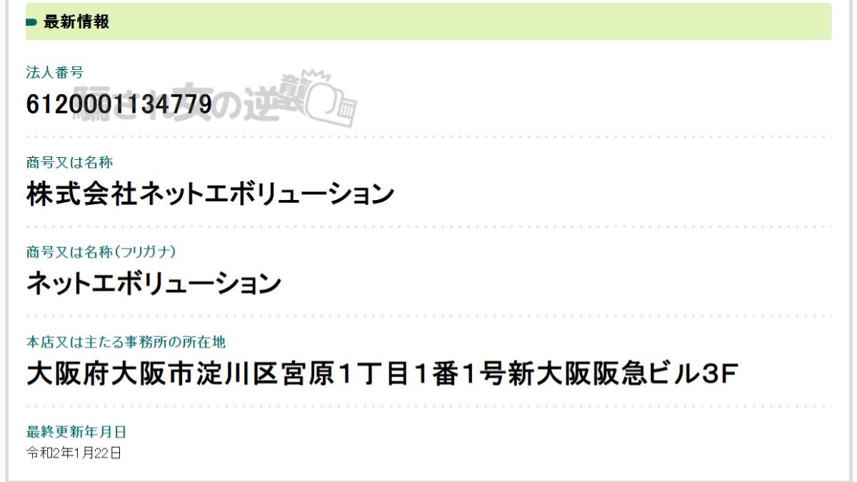 株式会社ネットエボリューションの法人登記