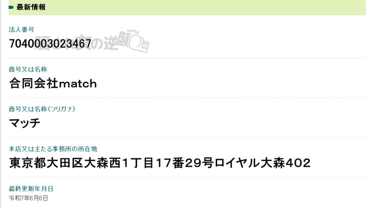 合同会社matchの法人登記