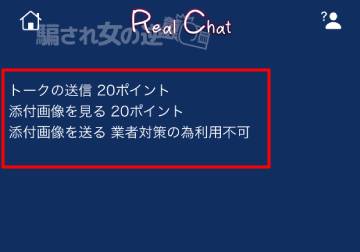 リアルチャットのポイント表