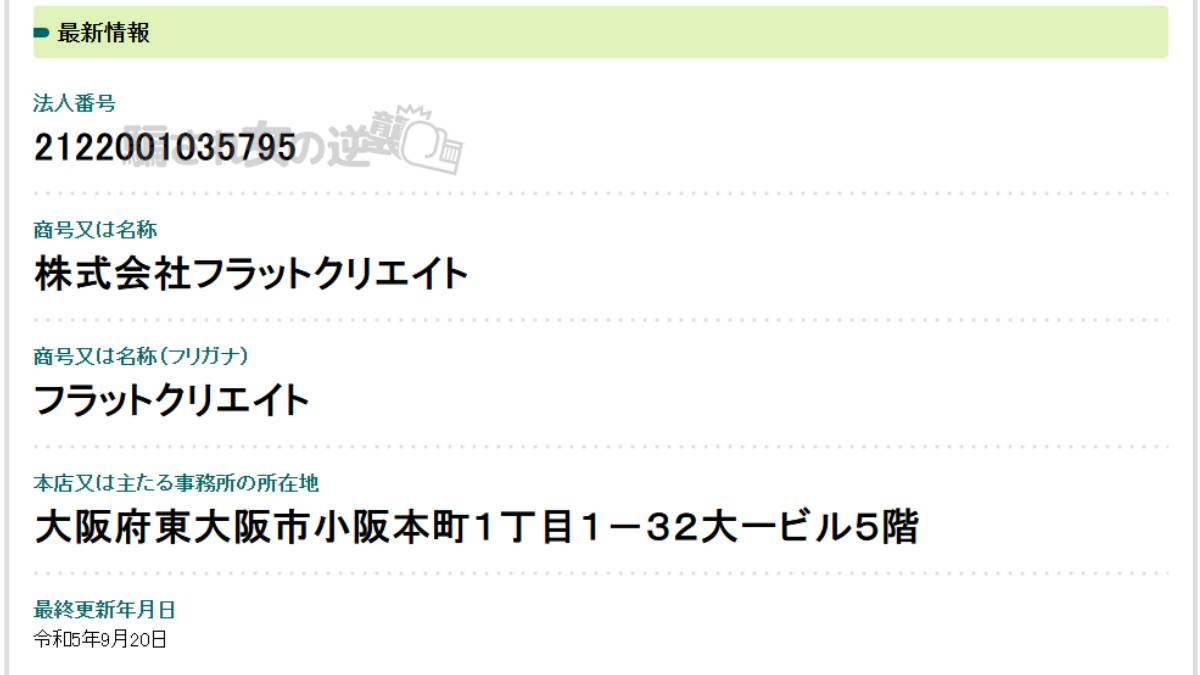 株式会社フラットクリエイトの法人登記
