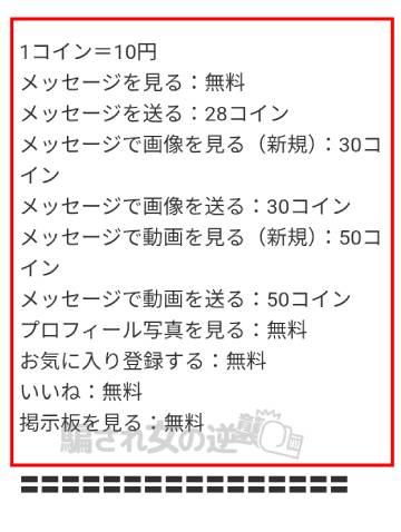 ご近所熟チャットのポイント表