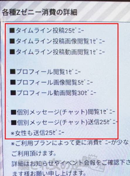 ゼニ―ポイント表