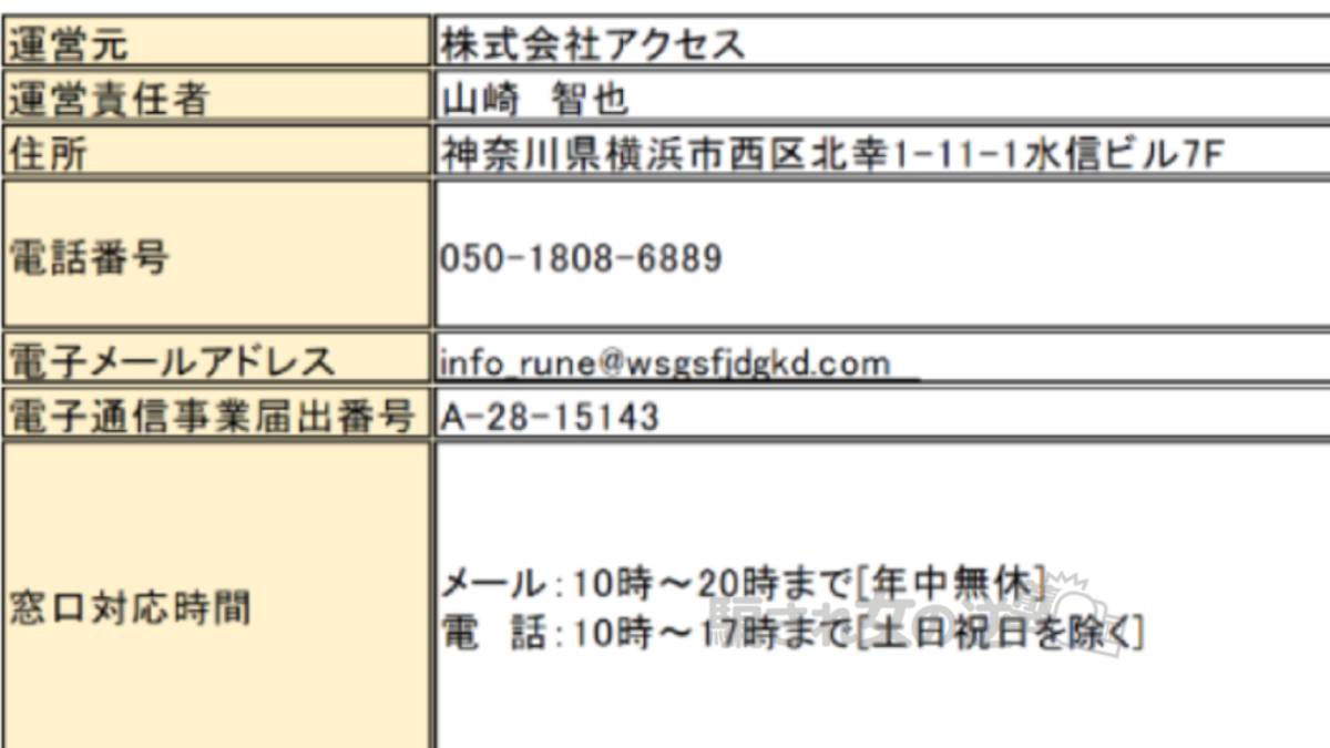 RUNE（ルーン）　特商法