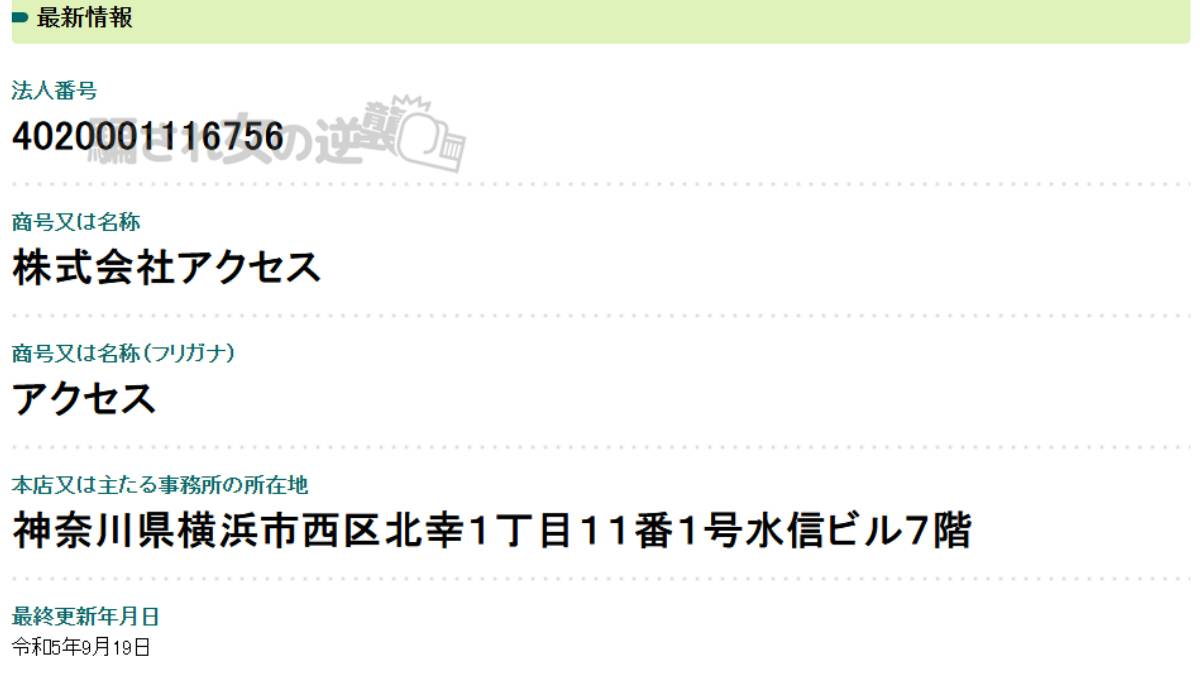 株式会社アクセスの法人登記