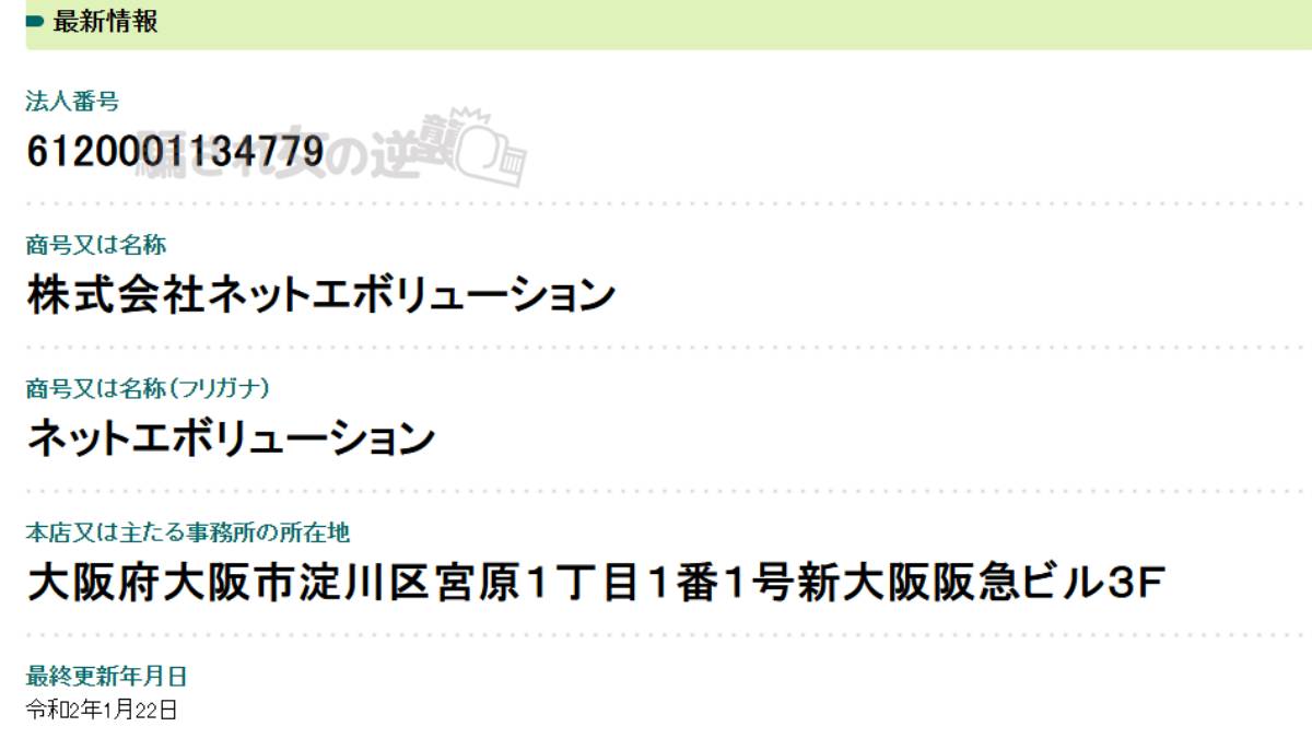 株式会社ネットエボリューションの法人登記