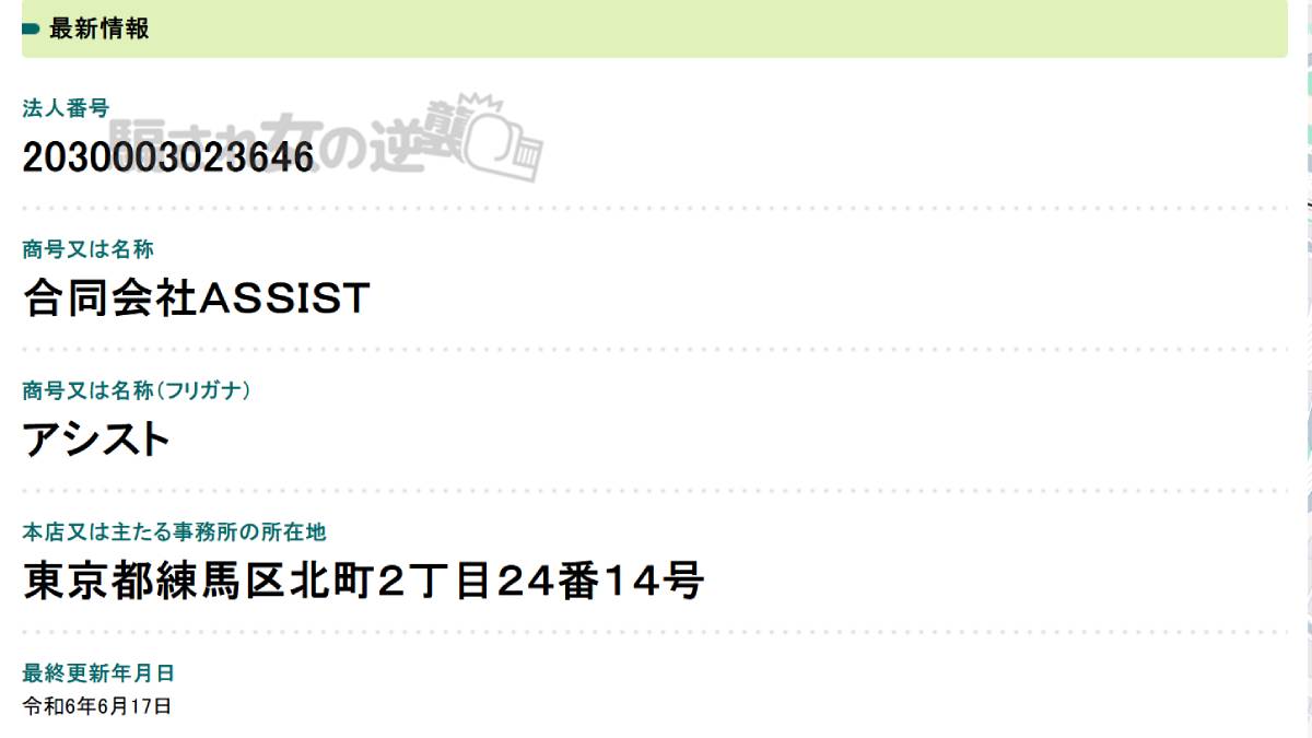 合同会社ASSISTの法人登記