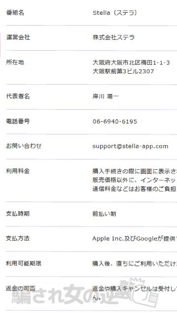 Stellaの特商法