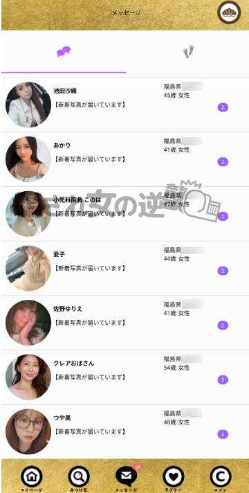 熟女図鑑の複数のサクラからのメッセ