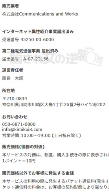 キミコイの特商法