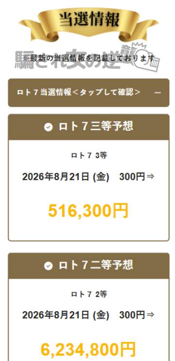 ミリオンドリームの当選金額