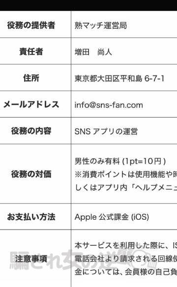 熟マッチの特商法