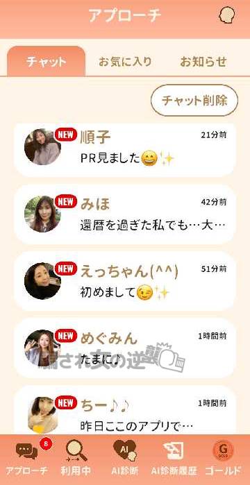 毎日すこやか診断所の島の8人の女性からメッセ