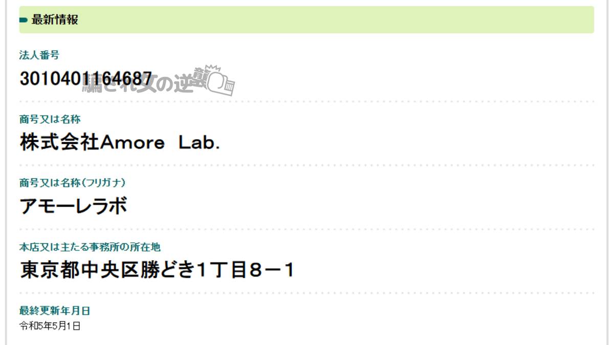 株式会社Amore Lab.の法人登記